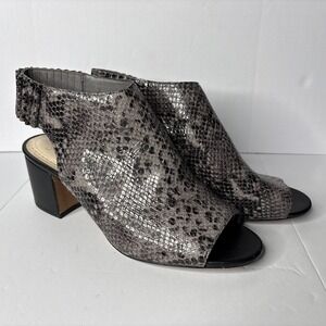 Clarks Somerset Womens 9.5 Slingback Mule Sandals Snakeskin Leather Open Toe‎